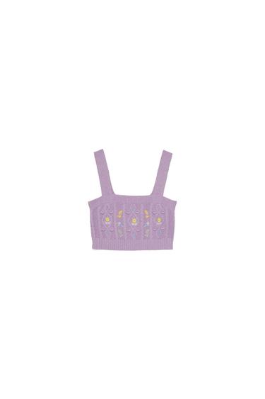 FLORAL EMBROIDERED CROP TOP