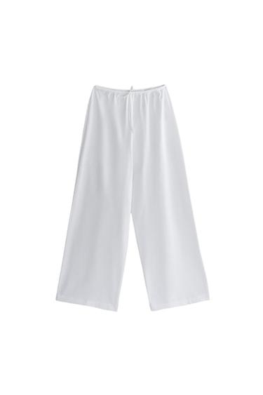 PANTALÓN LARGO ALGODÓN - Blanco de Zara
