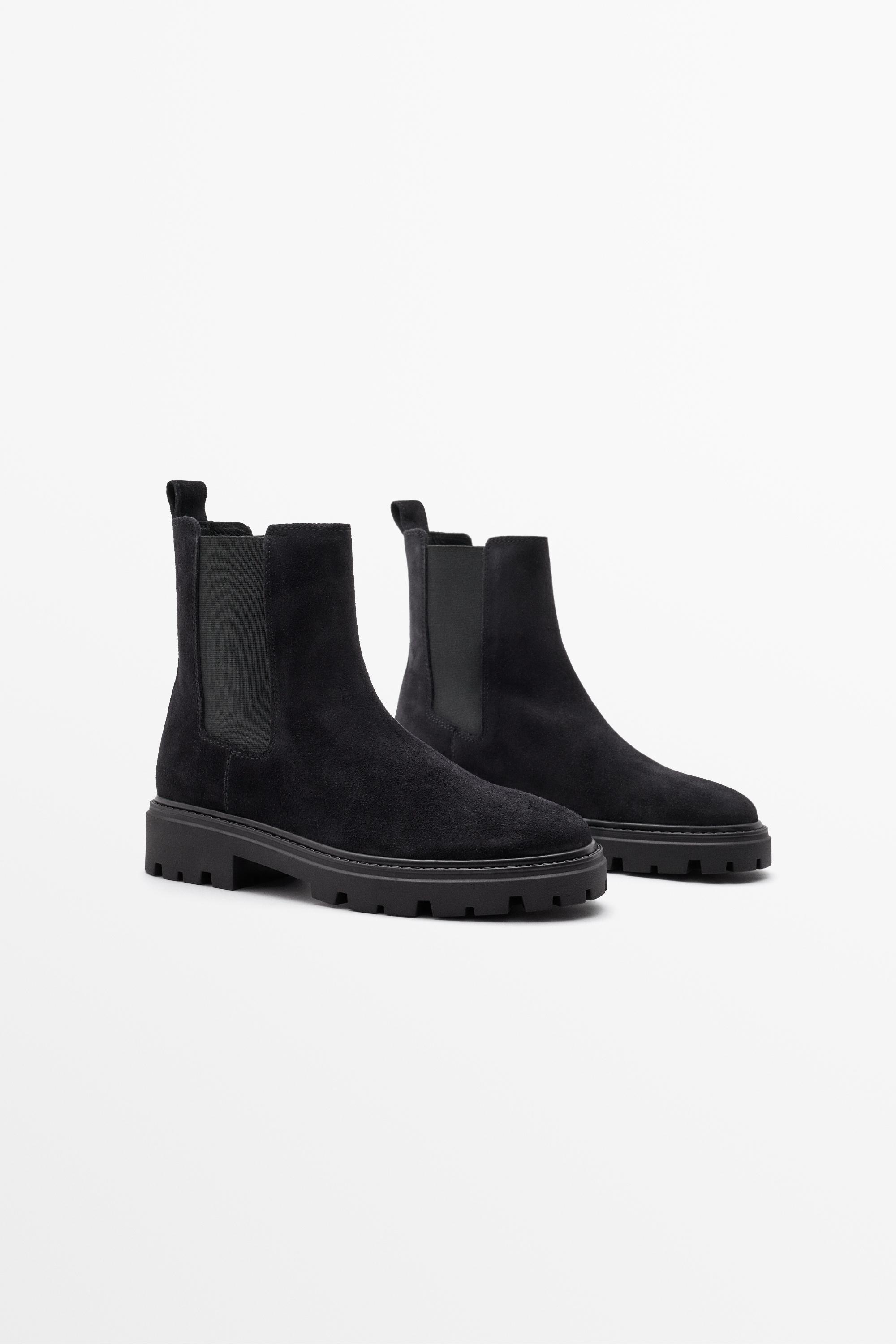 Flat Chelsea track sole ankle boot — Blue