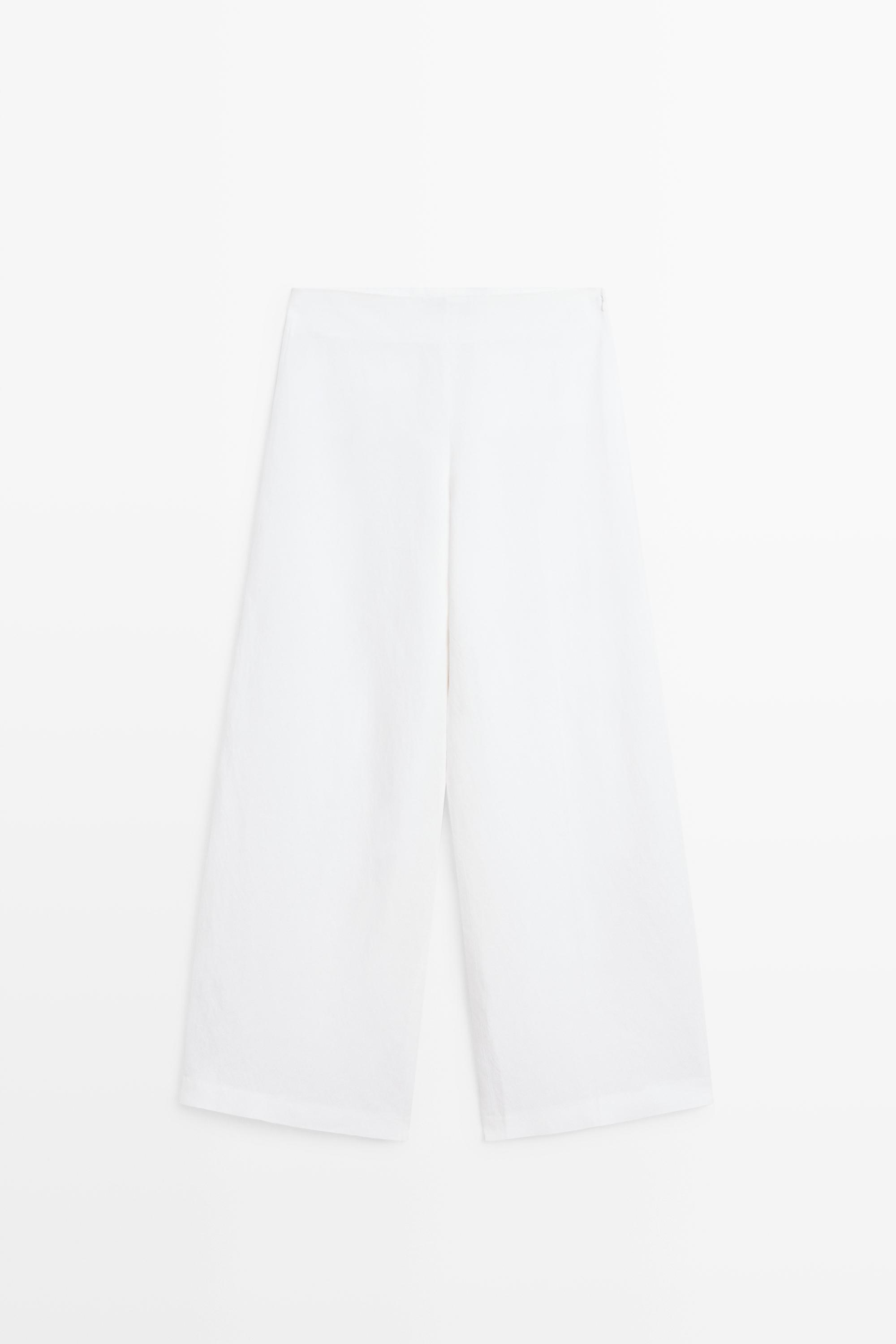 Total look flowing linen blend trousers