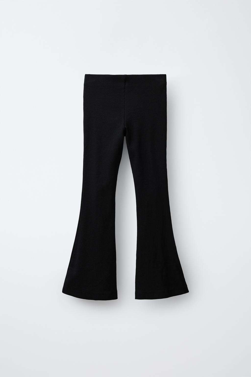 PLAIN RIBBED FLARE LEGGINGS