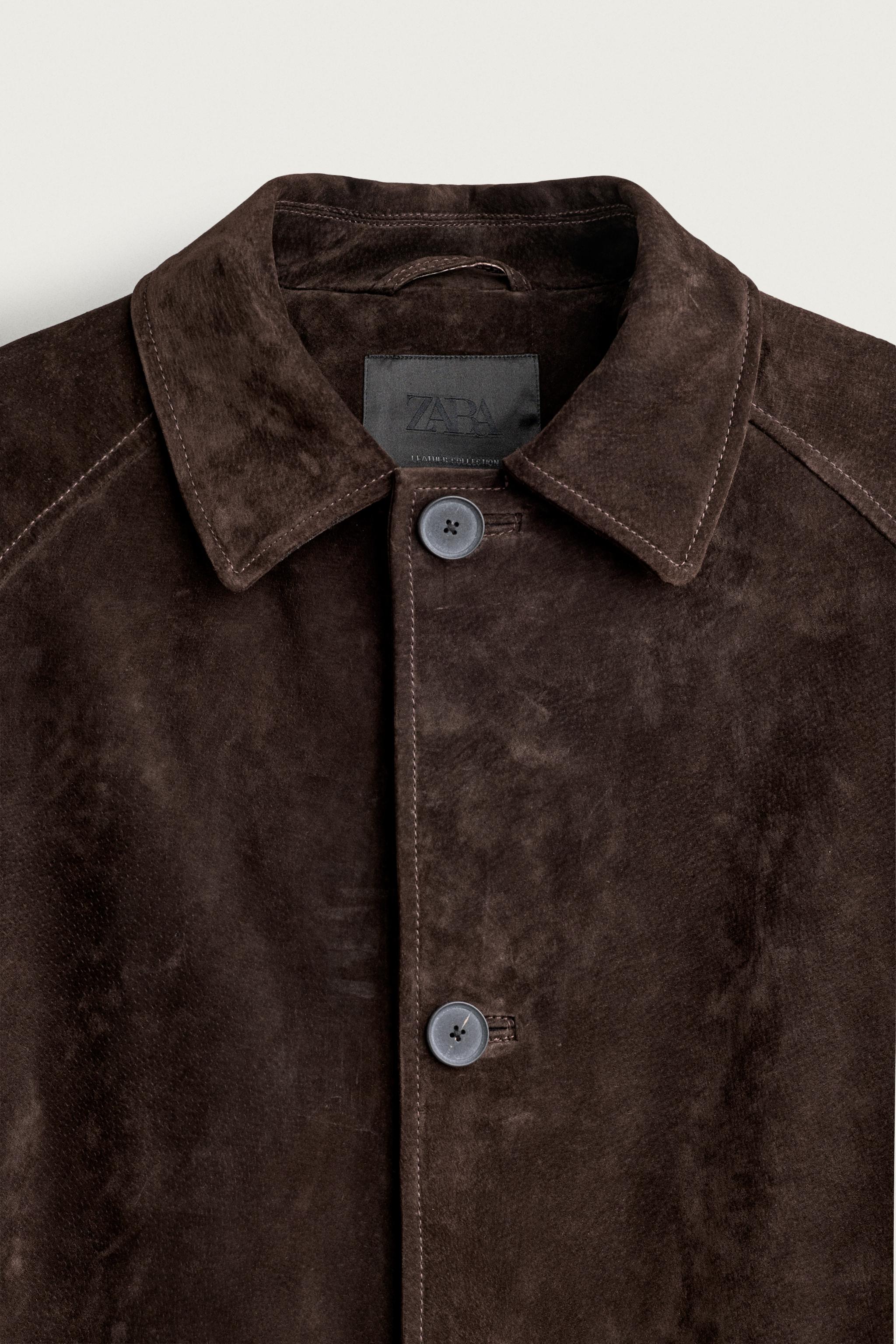 MANTEAU RELAXED FIT EN CUIR CROÛTE DE
