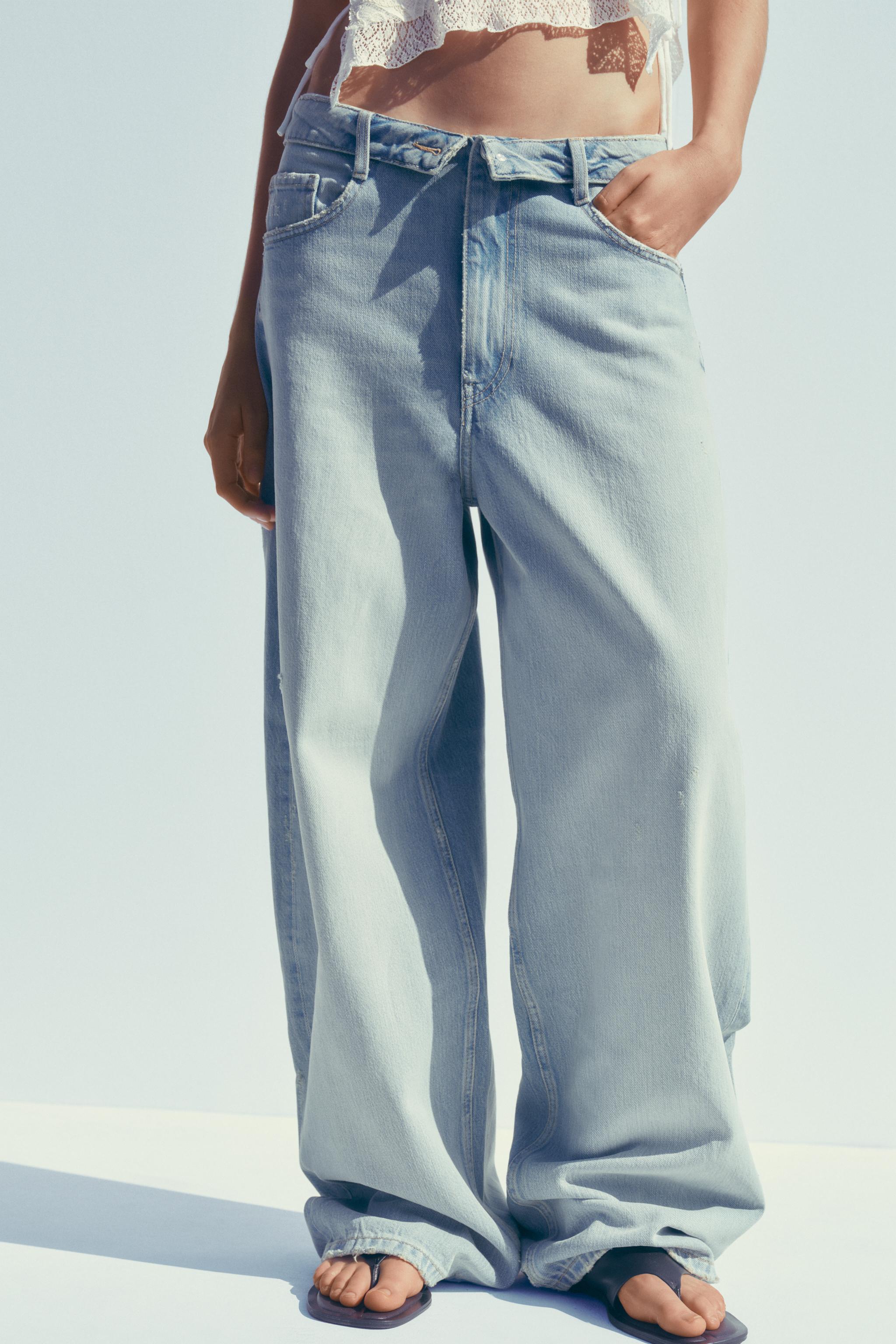 TRF FOLDED HIGH-RISE JEANS - Light blue | ZARA United States