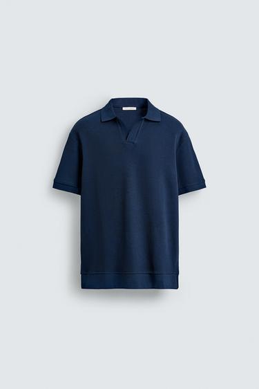 VERTICAL TEXTURED POLO SHIRT - Midnight blue by Zara