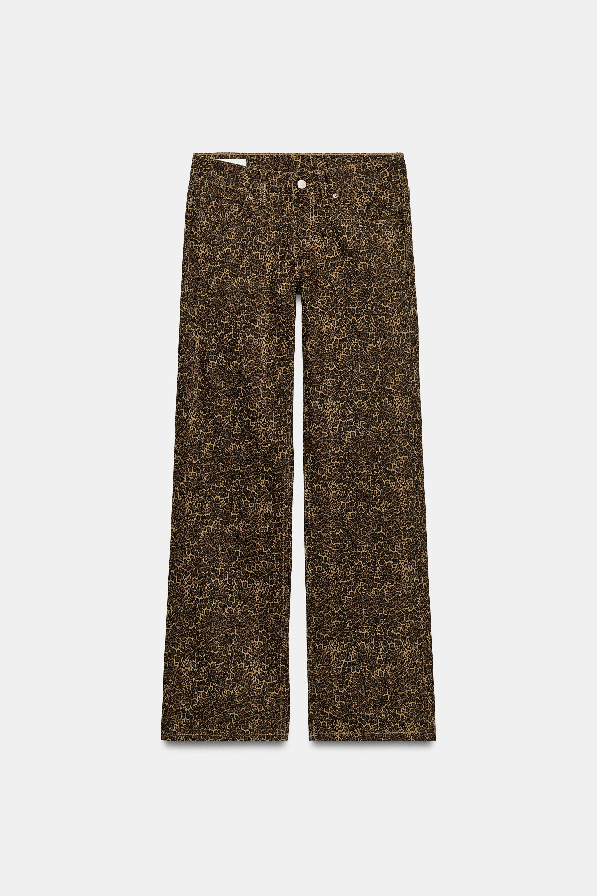 TRF ANIMAL PRINT LOW-RISE WIDE-LEG JEANS
