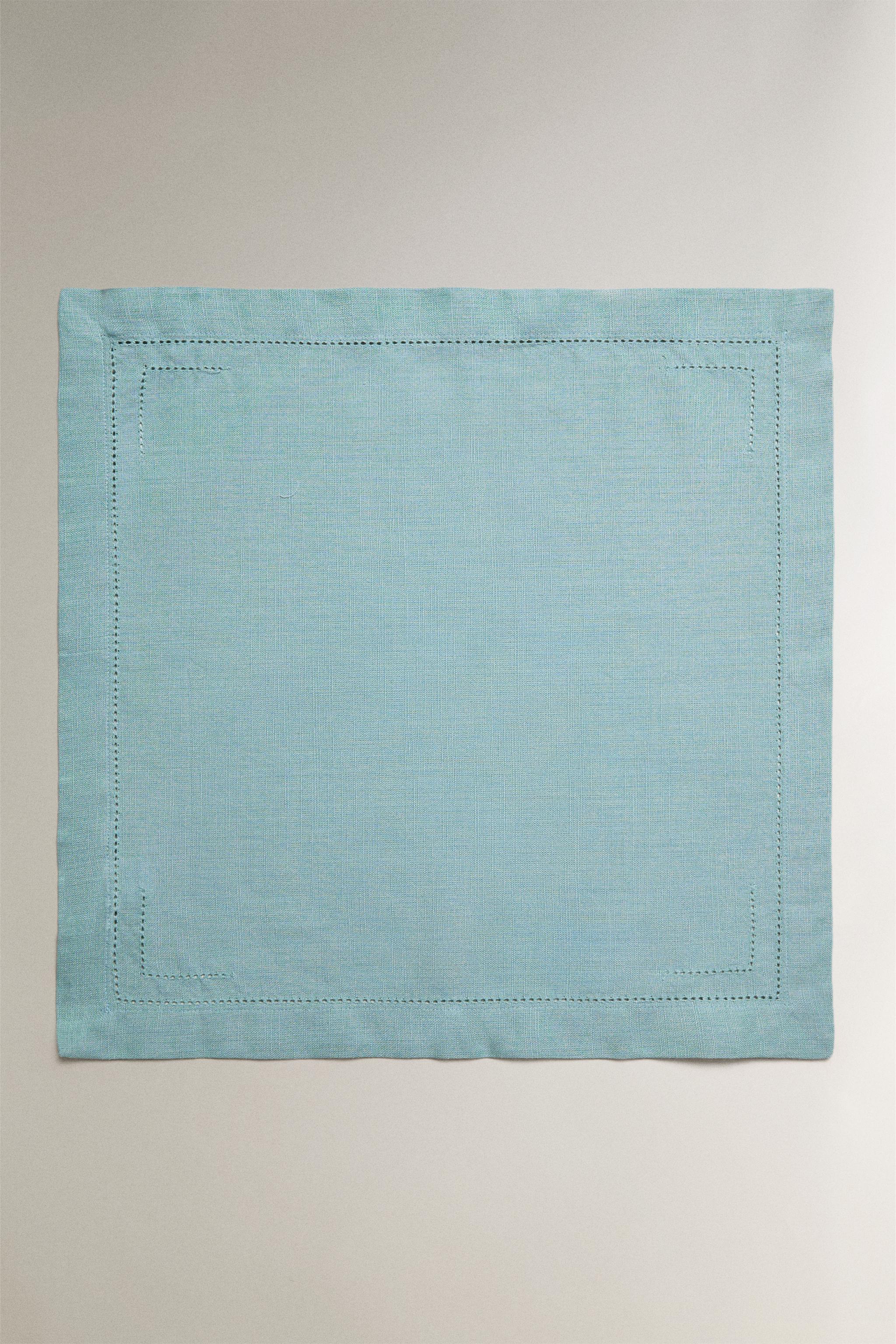 COTTON HEMSTITCHED NAPKINS (PACK OF 2) — Bluish