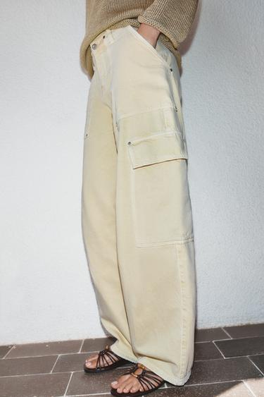 Z1975 MID-WAIST BARREL CARGO JEANS - Mid-ecru by Zara - Image 1
