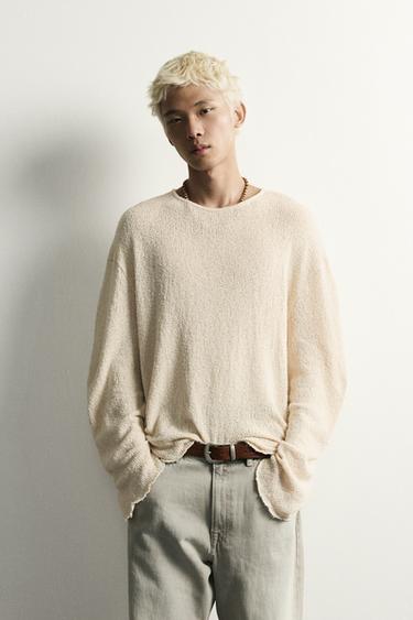 WASHED PRINT KNIT T-SHIRT - Ecru by Zara