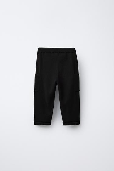 KNITTED CARGO TROUSERS - Black by Zara - Image 1