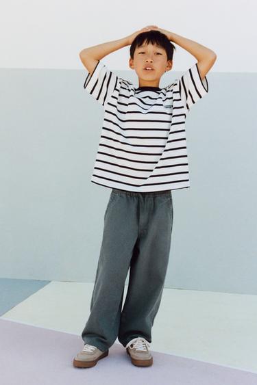 LOOSE-FITTING TWILL TROUSERS - Blue / Grey by Zara