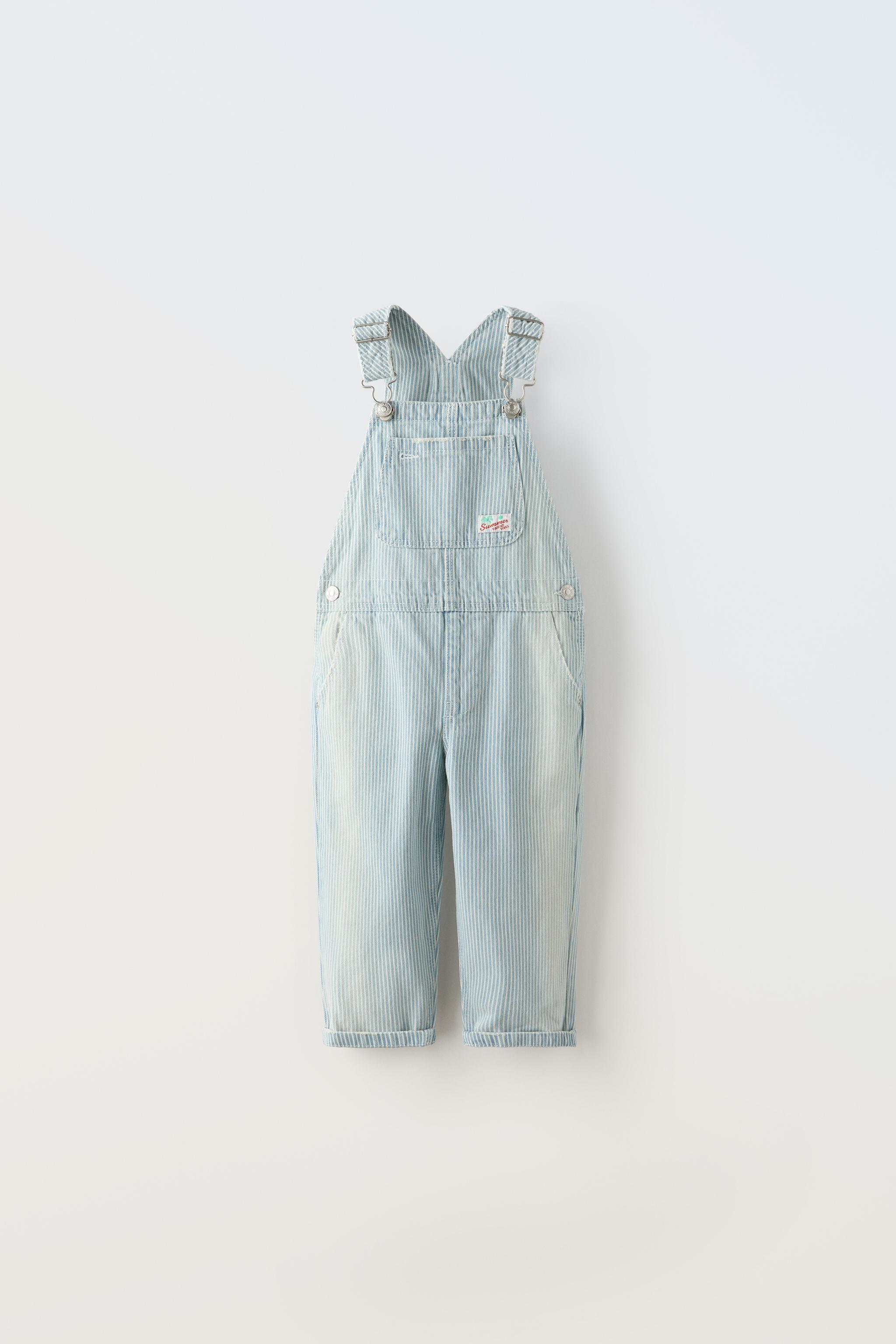 STRIPED DENIM OVERALLS