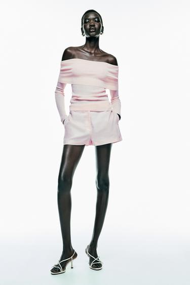 BERMUDA TIRO MEDIO CON LINO - Rosa de Zara