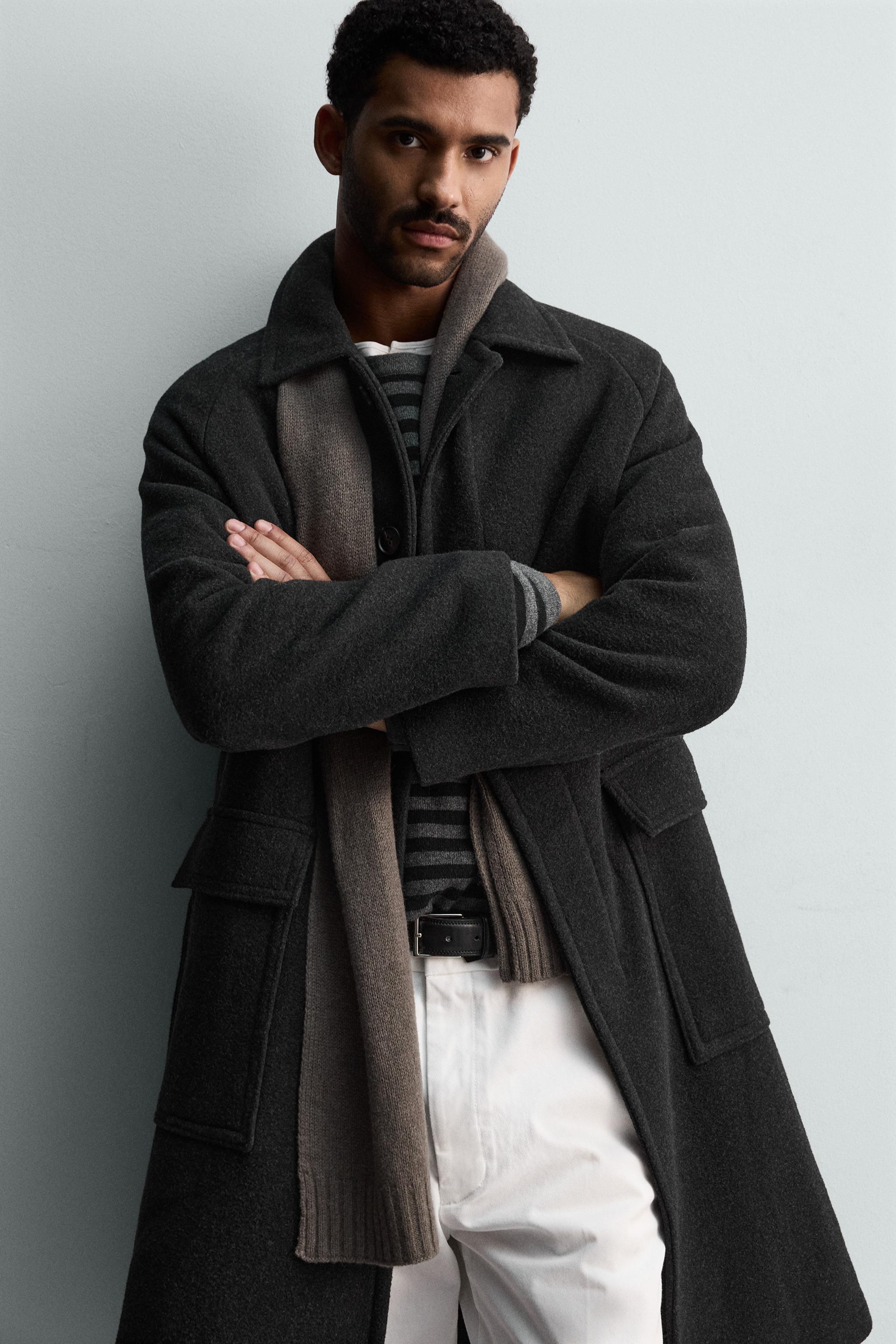ウールコート ポケット - チャコールグレー | ZARA Japan / 日本