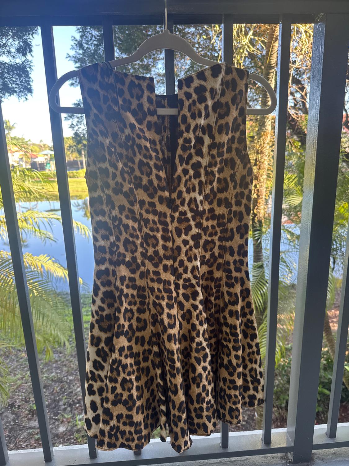 ANIMAL PRINT GODET DRESS ZW COLLECTION - Image 3