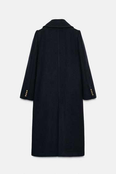 MANTEAU LONG MÉLANGE LAINE ZW COLLECTION - Bleu marine foncé de Zara - Image 3
