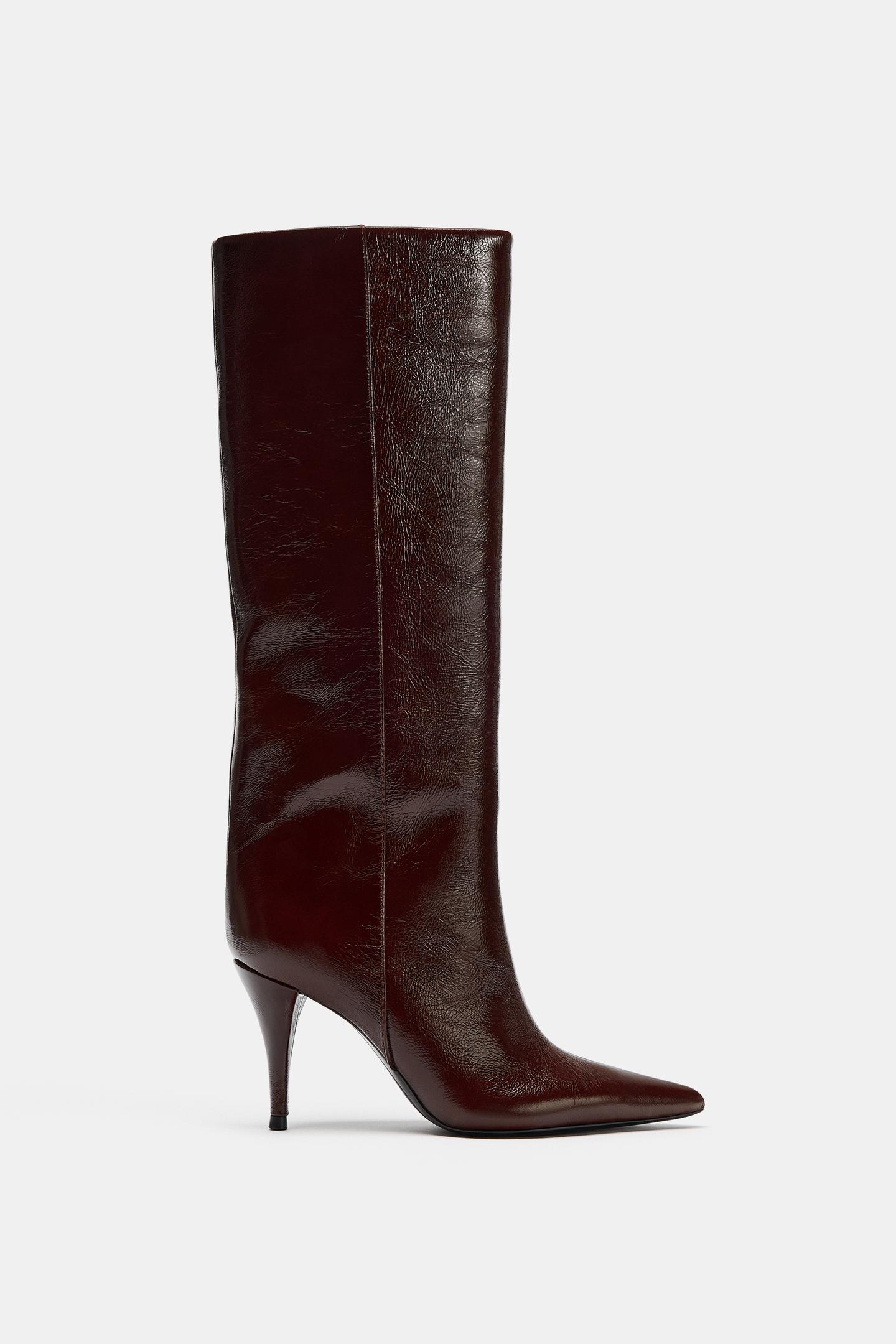 Женские ботинки Zara Leather Heeled, цвет: Коричневый — фото 2