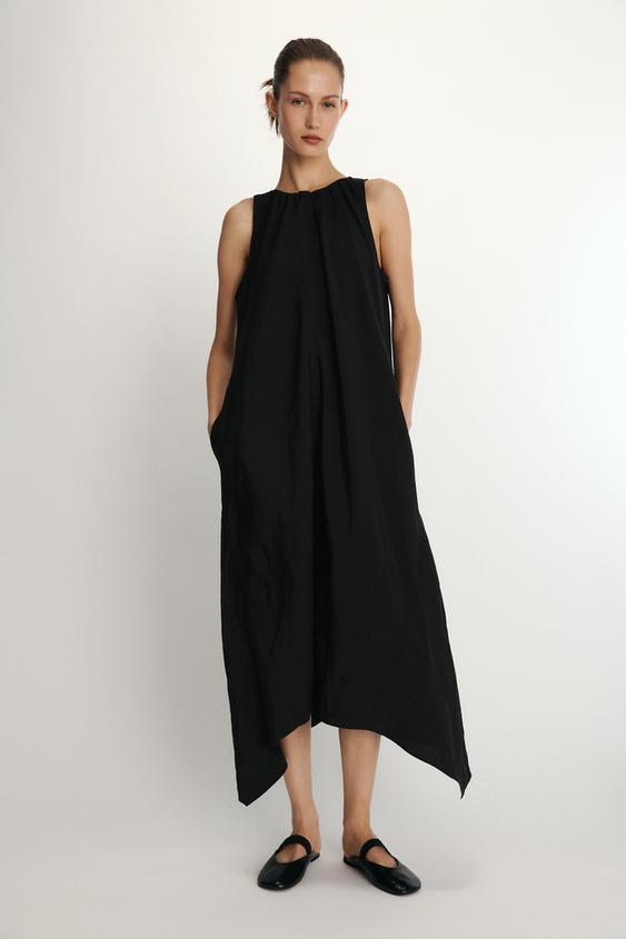 VESTIDO MIDI FLUIDO - Preto da Zara - Imagem 0