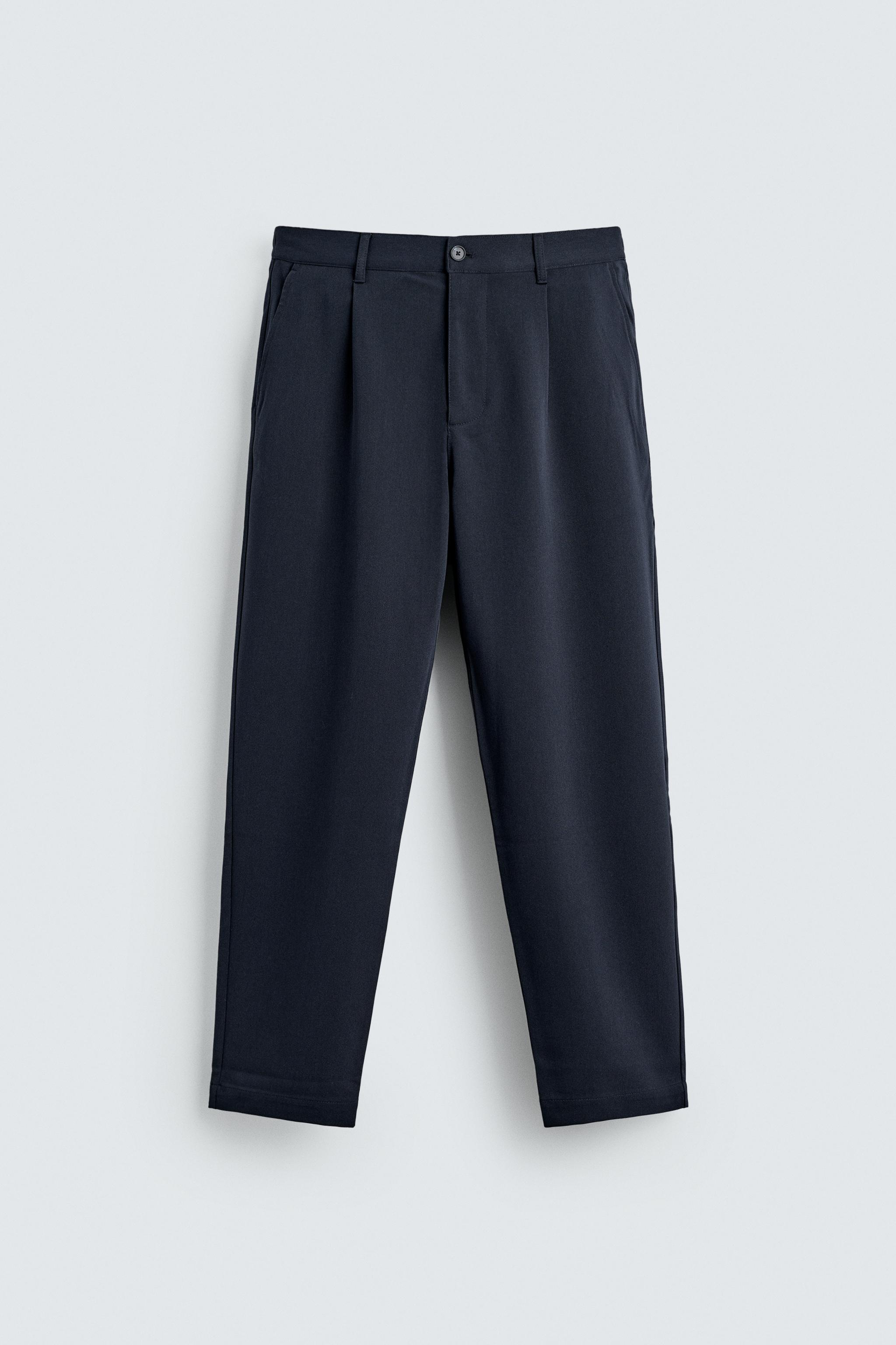 STRAIGHT FIT STRETCH PANTS — Navy blue