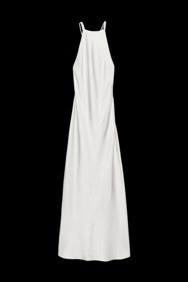 OPEN BACK SATIN MIDI DRESS - Silver by Zara - Image 0