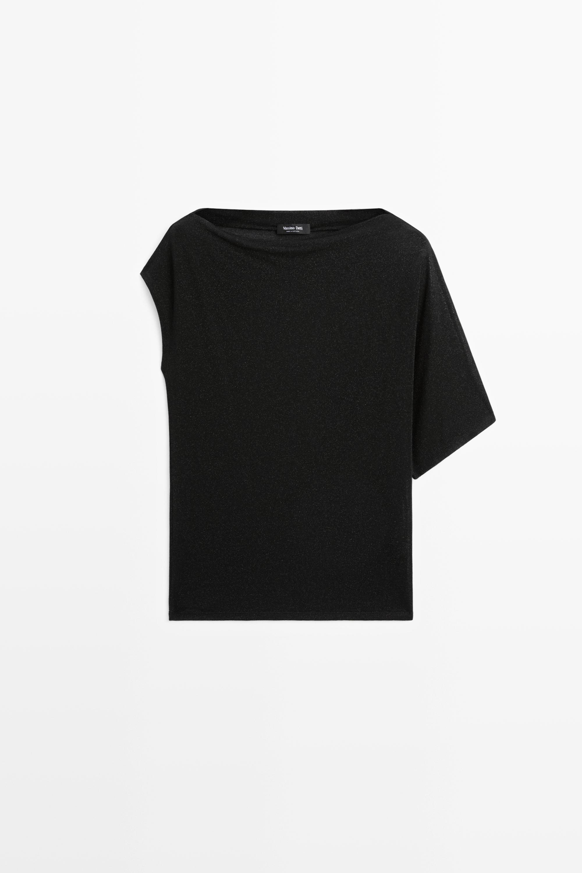 T-shirt asymétrique léger effet métallisé