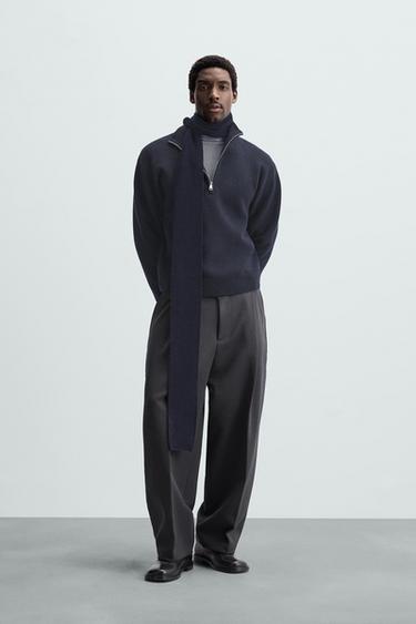 ZIP-COLLAR SWEATER - Navy blue by Zara - Image 0