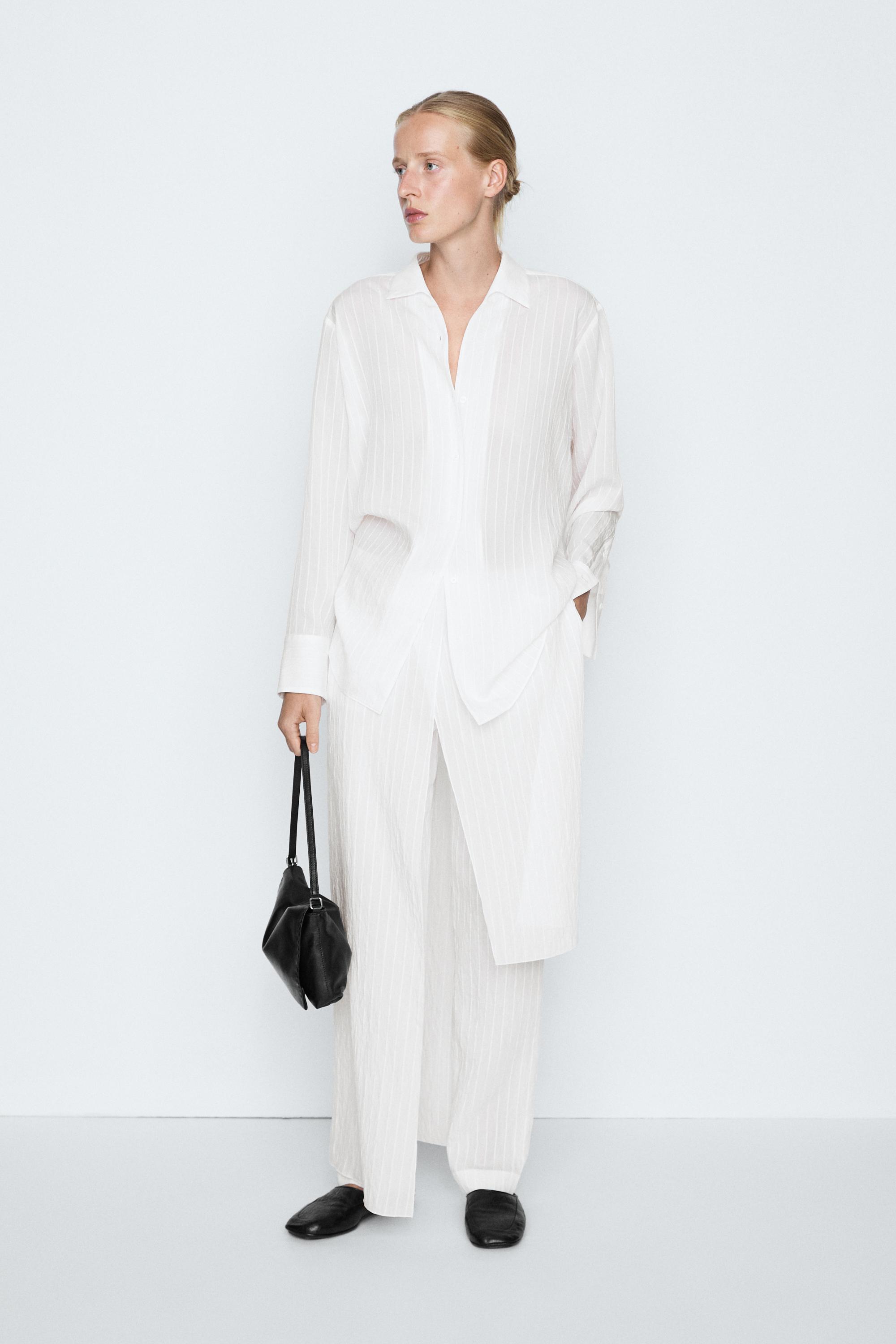 Striped Flowing Shirt - STUDIO — White