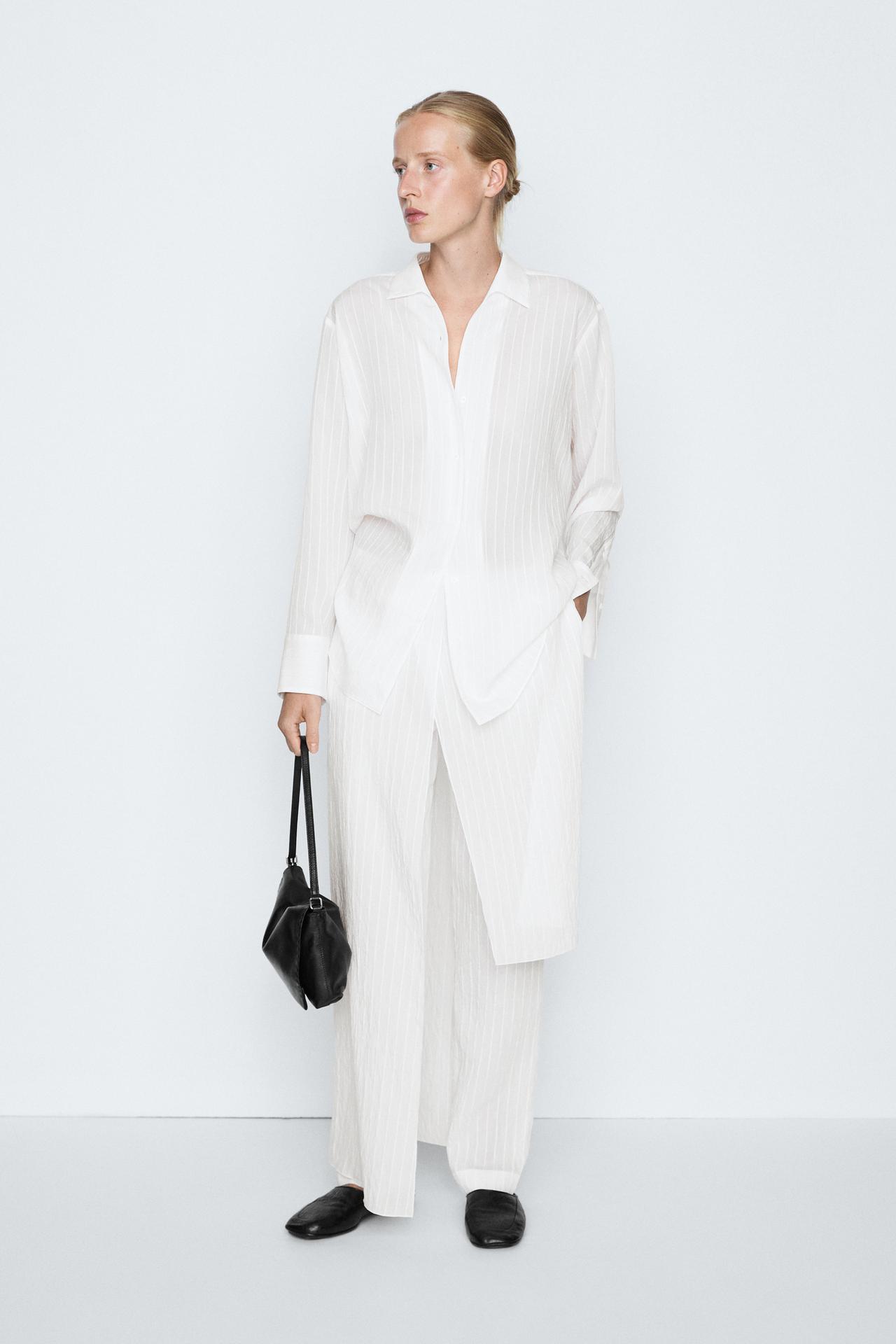 Striped Flowing Shirt - STUDIO — White