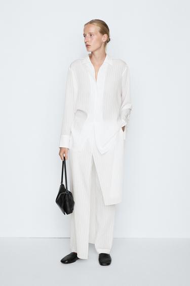 Zara Striped Flowing Shirt - STUDIO - White - Image 0