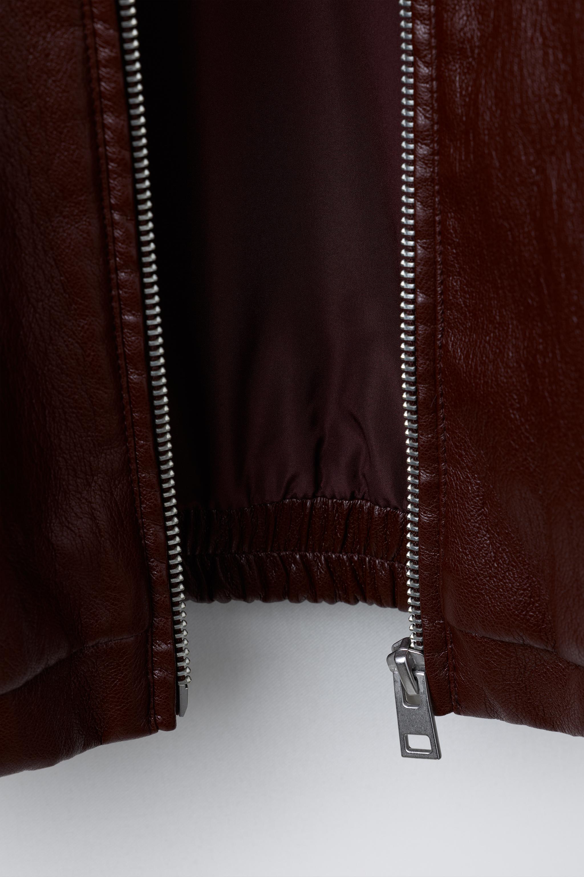 FAUX LEATHER BOMBER JACKET - Burgundy | ZARA United States