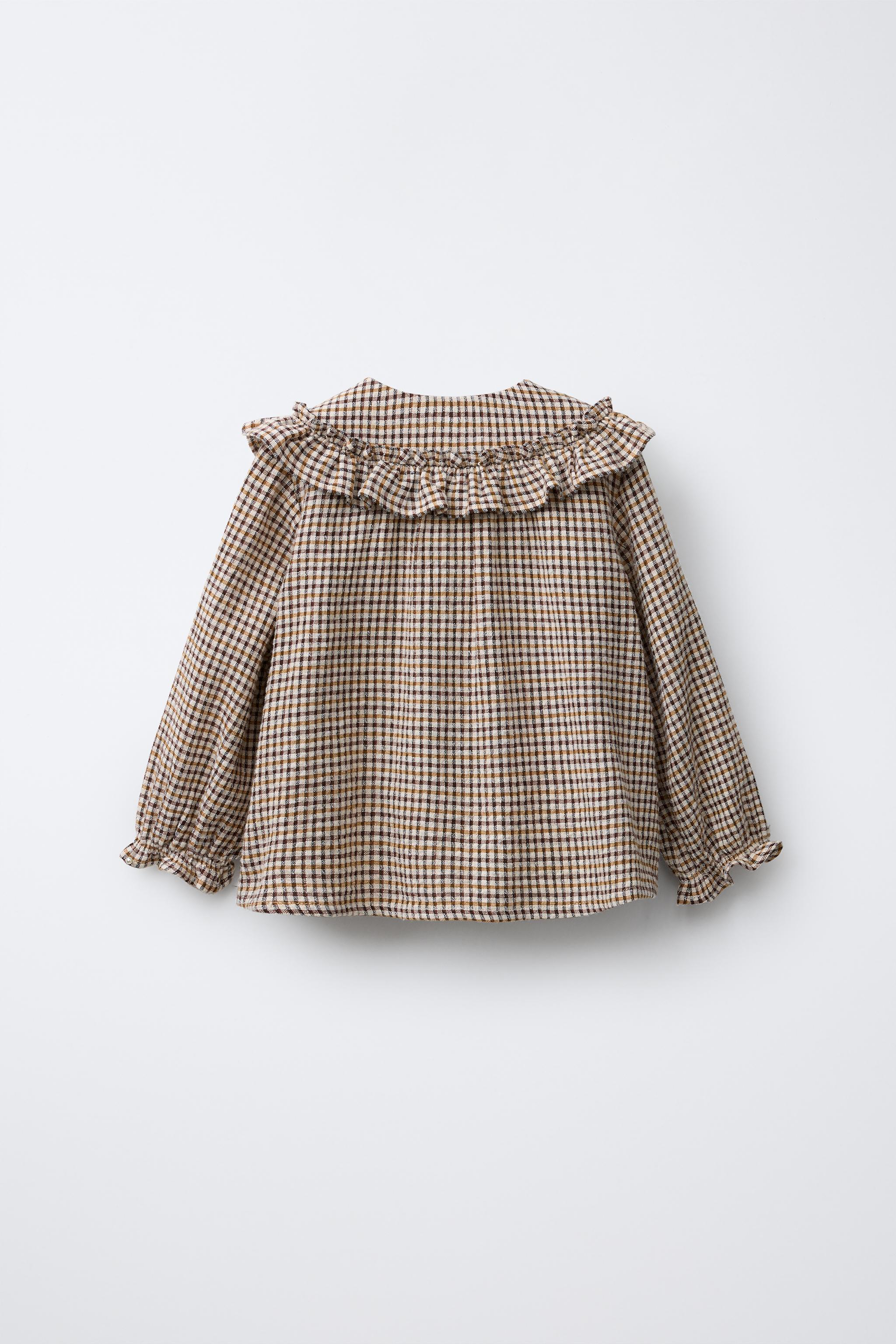 45rpmフリル付きブラウン・ホワイトチェックシャツ 45rpmフリル付きブラウン・ホワイトチェックシャツ 45rpmフリル付き