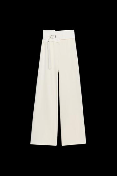 BELTED TROUSERS - Ecru by Zara - Image 0