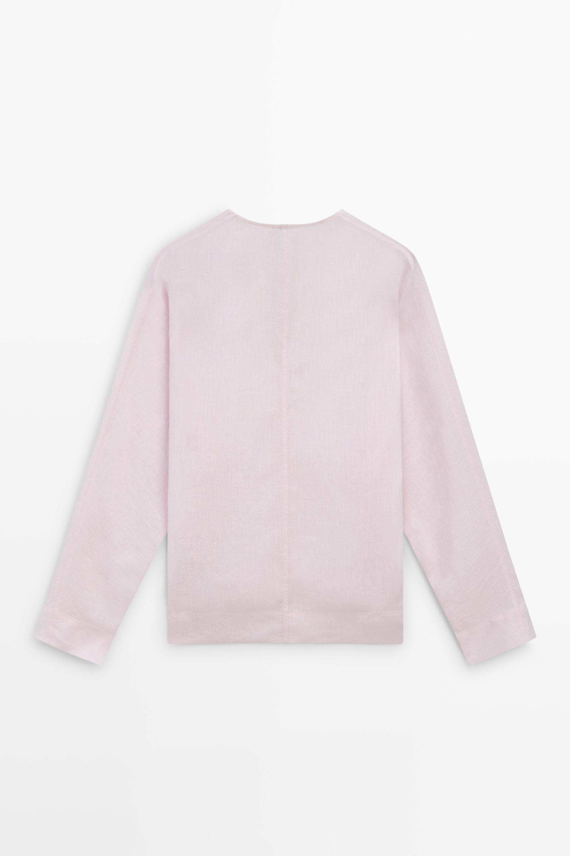 100% linen V-neck blouse