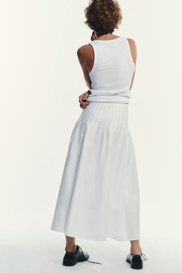 PLEATED MIDI SKIRT - White by Zara - Image 5