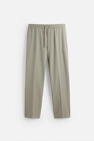 COMFORT FIT JOGGINGBUKSER MED JOGGING-TALJE - æblegrøn fra Zara