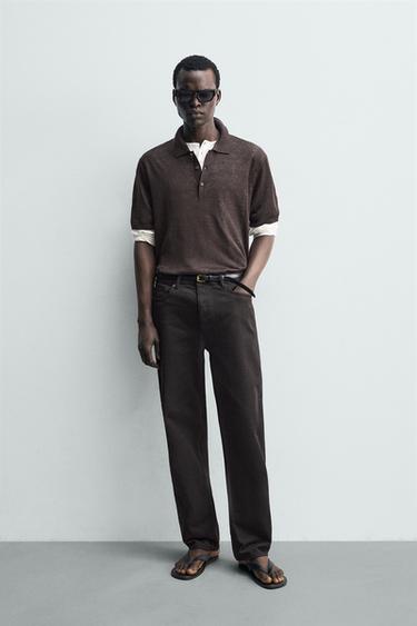 Zara POLO MAJICA OD 100% LANA – Smeđa