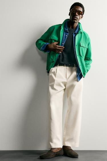 SURCHEMISE REGULAR FIT EN COTON ET LIN - Vert de Zara - Image 6