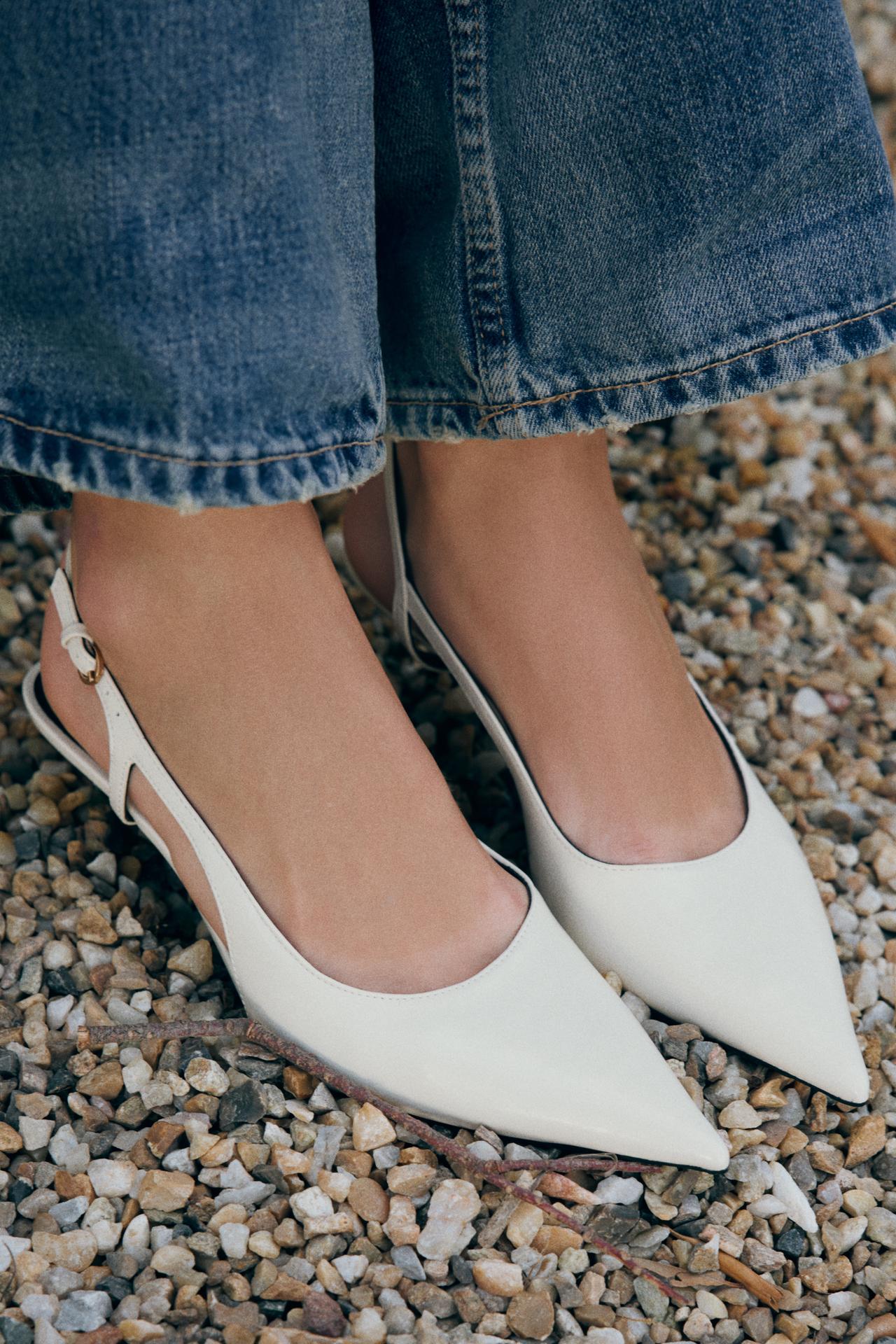 SLINGBACK HIGH-HEEL SHOES — Ecru