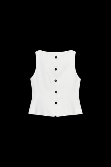 100% LINEN PEPLUM WAISTCOAT ZW COLLECTION - White by Zara - Image 0