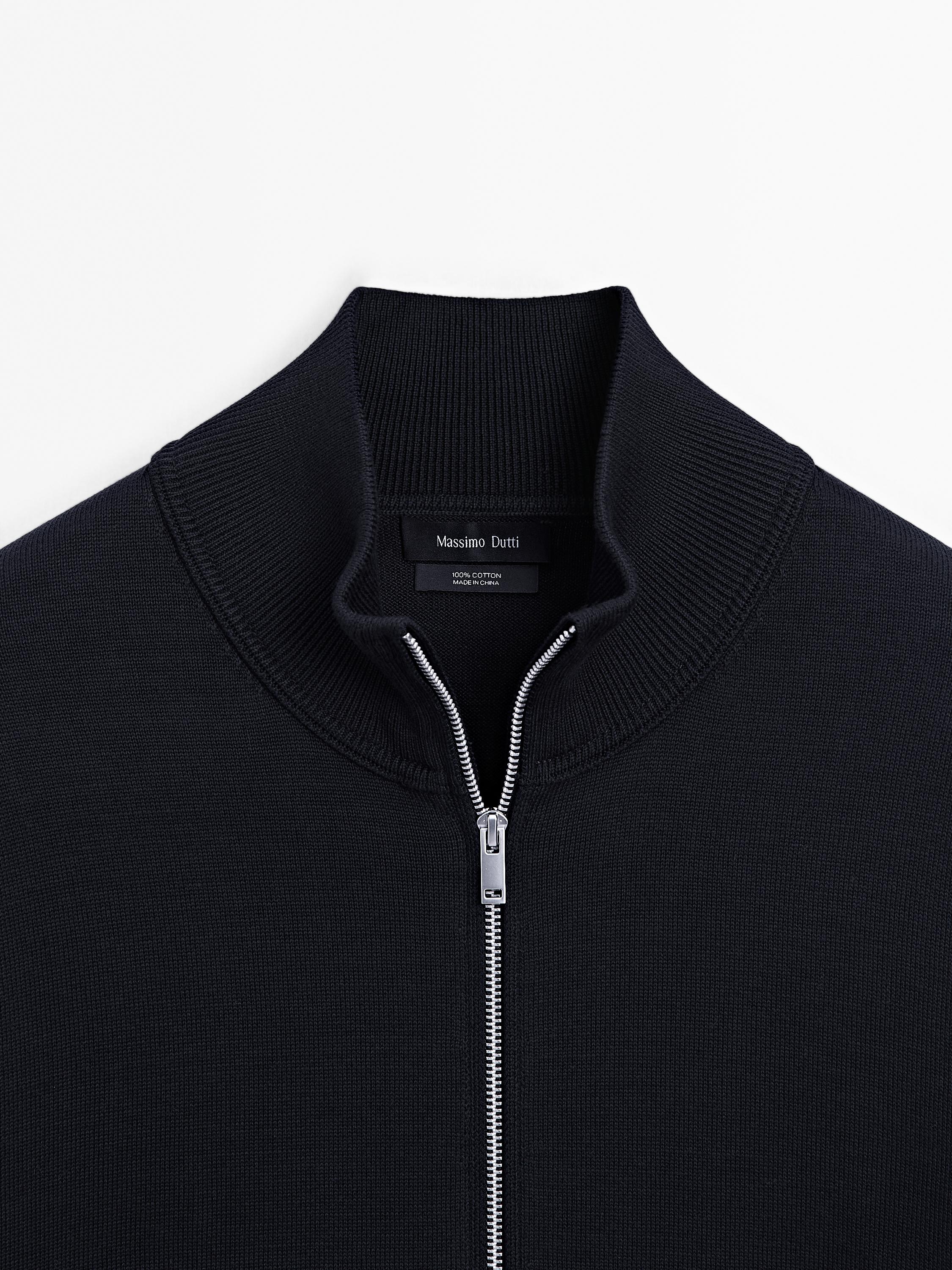 Cotton zip-up knit cardigan - Gray green | ZARA United States Cotton zip-up knit cardigan - Gray green | ZARA United States