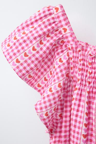 CHECK AND HEART PRINT DRESS - Pink by Zara - Image 2