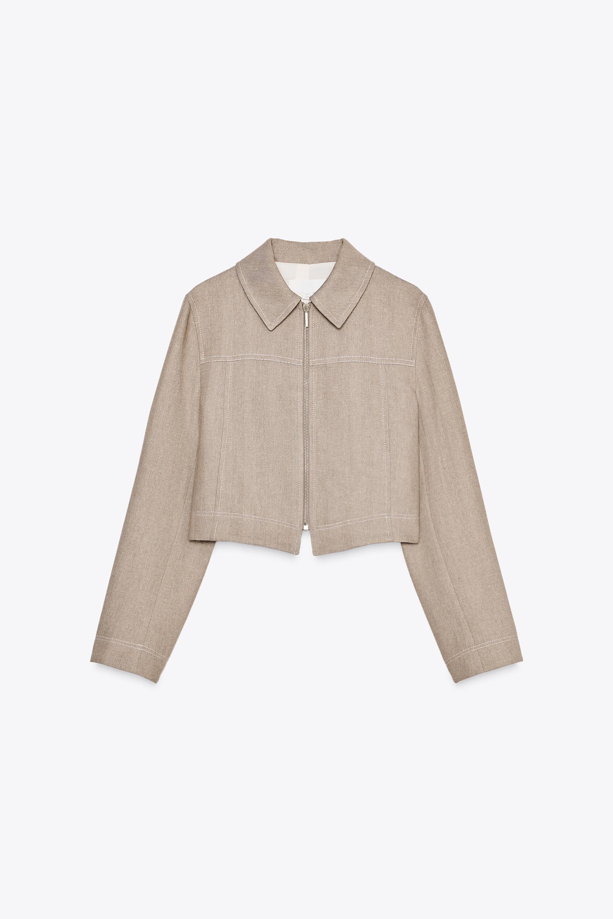 SHORT HERRINGBONE JACKET - Sand | ZARA United States SHORT HERRINGBONE JACKET - Sand | ZARA United States