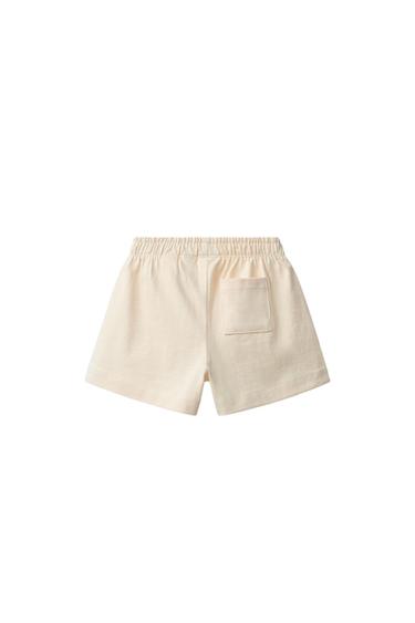 HEAVY WEIGHT FLORAL PLUSH SHORTS — Mid-ecru 2