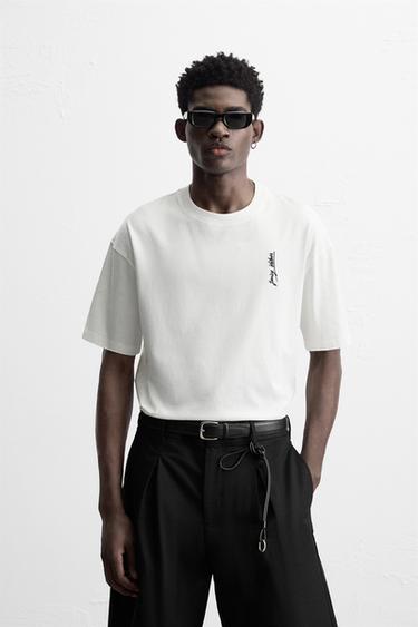 EMBROIDERED NOTES T-SHIRT - White by Zara