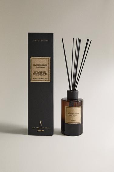 (500 ML) LEATHER AMBER REED DIFFUSERS - Black by Zara