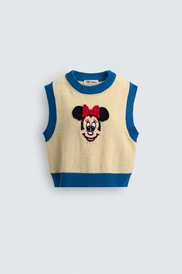 Zara MINNIE MOUSE KNIT VEST HARRY LAMBERT FOR ZARA X DISNEY - Ecru