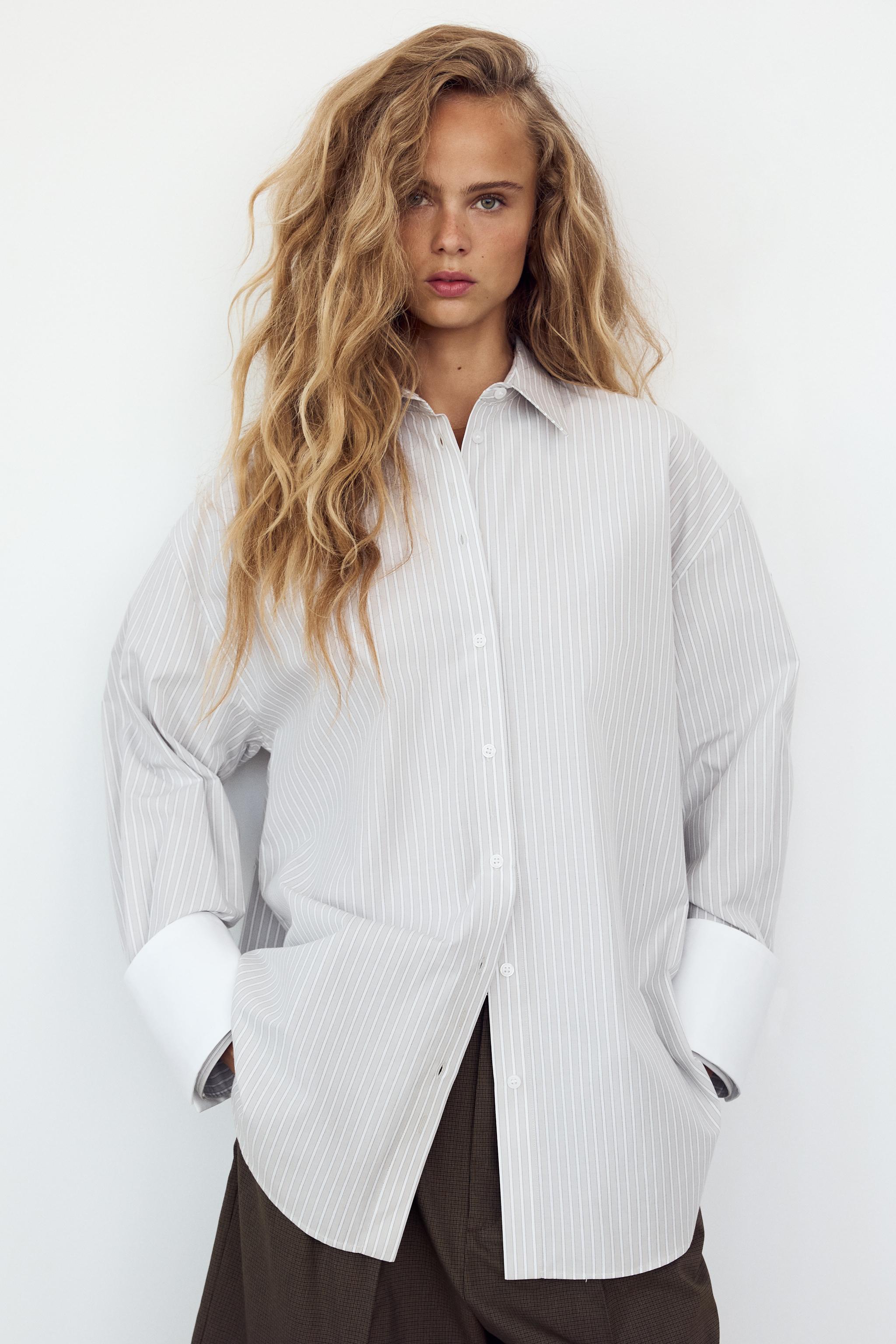 CAMISA OVERSIZE POPELIN RAYAS PUNO EXTRAIBLE