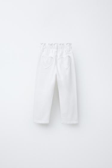 PAPERBAG JEANS WITH HEART POCKETS - White by Zara - Image 1