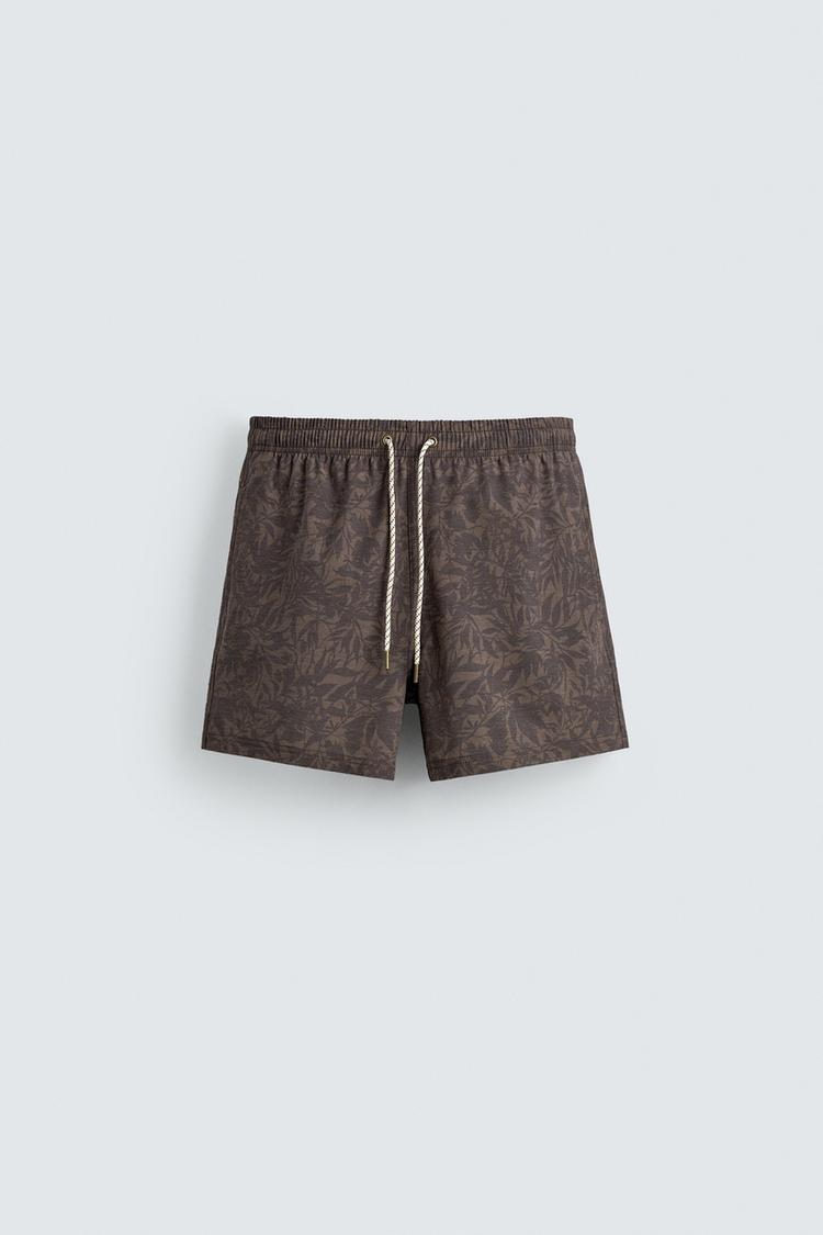ZARA MID-LENGTH FLORAL PRINT SWIM SHORTS