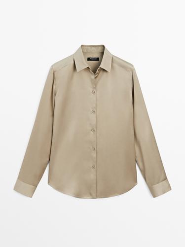 Zara Flowing satin shirt - Beige
