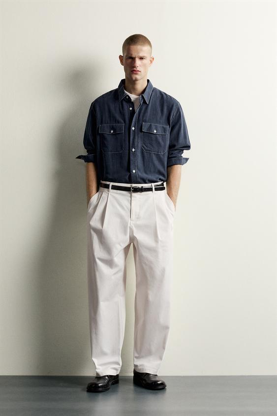 CAMISA FLUIDA BOLSILLOS - Marino de Zara - Imagen 0